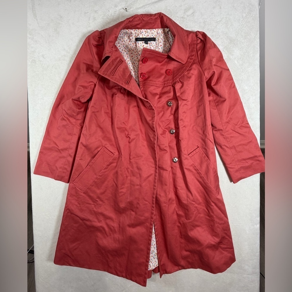 Marc Jacobs Size Small International Cotton Classic Red Trench Coat